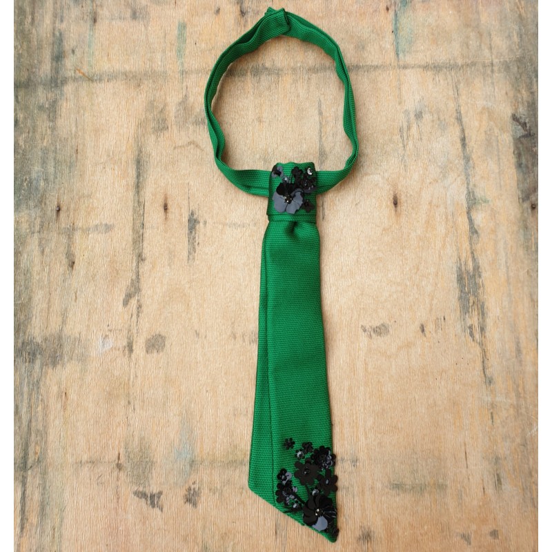 CATHERINE OSTI šilko kaklaraištis Flora Green